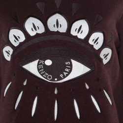 Pre Owned Kenzo Plum Cotton Melange Embroidered Eye Motif Sweater Dress S