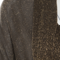 Pre Owned Kenzo Grey Lurex Knit Belted Cardigan M