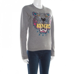Kenzo Grey Embroidered Tiger Motif Sweatshirt M