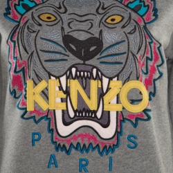 Pre Owned Kenzo Grey Embroidered Tiger Motif Sweatshirt M