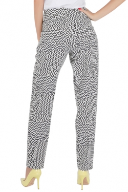 Pre Owned Kenzo Monochrome Chevron Print Crepe Tapered Trousers M