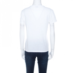 Pre Owned Kenzo White Tiger Motif Print Cotton Jersey Crew Neck T Shirt M