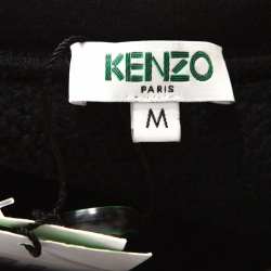 Pre Owned Kenzo Black Fleece Lined Lotus Eye Embroidered Neoprene Sweatshirt M