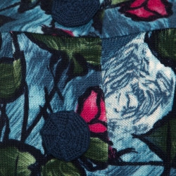 Pre Owned Kenzo Multicolor Floral Print Ribbed Wool Flared Cardigan S