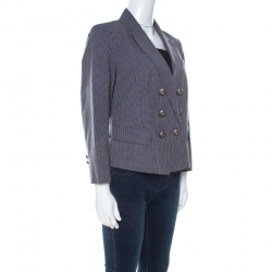 Kenzo Mauve Purple Checkered Cotton Blazer L 