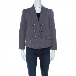 Kenzo Mauve Purple Checkered Cotton Blazer L 