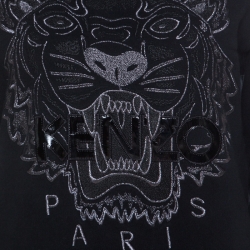 Pre Owned Kenzo Jungle Black Embroidered Tiger Motif Sweatshirt M
