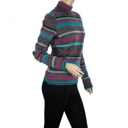 Pre Owned Kenzo Knit Striped Turtle Neck Top L