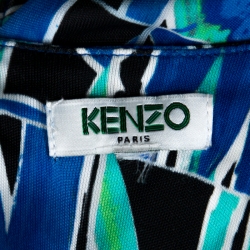 Pre Owned Kenzo Multicolor Cubic Floral Print Stretch Jersey Drop Armhole Detail Maxi Dress M