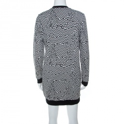 Pre Owned Kenzo Black & White Molleton Chevron Sweatshirt Dress M