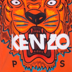 Pre Owned Kenzo Orange Tiger Embroidered Sweatshirt Dress XL