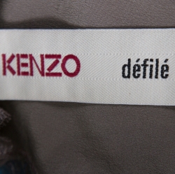 Pre Owned Kenzo Défilé Sage Green Silk and Sheer Lace Paneled Button Front Blouse S