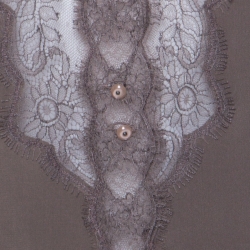 Pre Owned Kenzo Défilé Sage Green Silk and Sheer Lace Paneled Button Front Blouse S