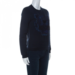 Pre Owned Kenzo Navy Blue Cotton Embroidered Tiger Logo Sweatshirt S