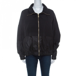Pre Owned Kenzo Black Logo Print Windbreak Jacket L