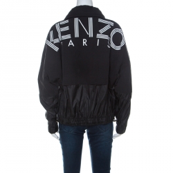Pre Owned Kenzo Black Logo Print Windbreak Jacket L