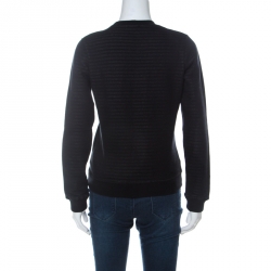 Pre Owned Kenzo Black Knit Metallic Eiffel Tower Motif Sweatshirt S