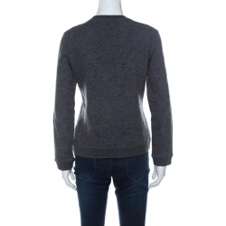 Pre Owned Kenzo Charcoal Grey Tiger Embroidered Marled Cotton Sweatshirt M