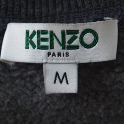 Pre Owned Kenzo Charcoal Grey Tiger Embroidered Marled Cotton Sweatshirt M