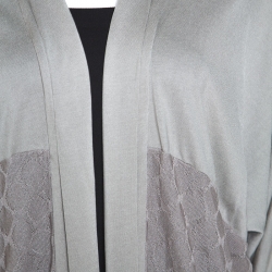 Pre Owned Kenzo Grey Silk Blend Knit Open Front Cardigan L