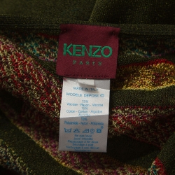 Kenzo Olive Green Jacquard Lurex Knit Sleeveless Tunic Top L