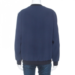 Pre Owned Kenzo Navy Blue Crepe Evil Eye Embroidered Jumper M