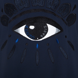 Pre Owned Kenzo Navy Blue Crepe Evil Eye Embroidered Jumper M
