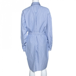 Pre Owned Kenzo Bicolor Tiger Embroidered Striped Cotton Shirt Dress S