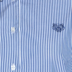 Pre Owned Kenzo Bicolor Tiger Embroidered Striped Cotton Shirt Dress S