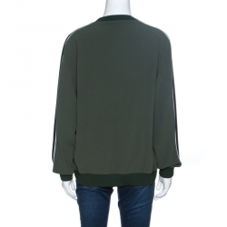 Pre Owned Kenzo Olive Green Crepe Tiger Motif Detail Sweatshirt M