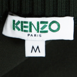 Pre Owned Kenzo Olive Green Crepe Tiger Motif Detail Sweatshirt M