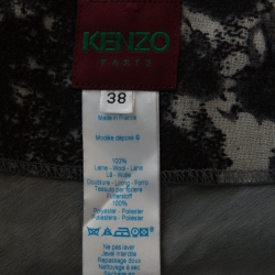 Pre Owned Kenzo Bicolor Abstract Print Wool Ruffle Detail Maxi Skirt M