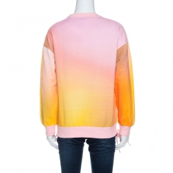 Pre Owned Kenzo Multicolor Ombre Print Knit Side Zip Detail Sweatshirt S