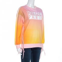 Pre Owned Kenzo Multicolor Ombre Print Knit Side Zip Detail Sweatshirt S