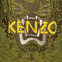 Pre Owned Kenzo Green Tiger Embroidered Marl Knit Sweatshirt M