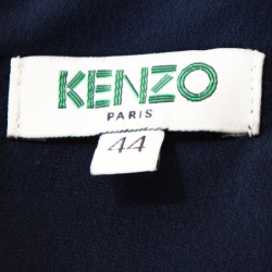 Pre Owned Kenzo Blue Night Clouds Print Crepe Cutout Detail Blouse L