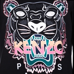 Pre Owned Kenzo Black Tiger Embroidered Cotton Sweatshirt Dress S