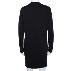 Pre Owned Kenzo Black Tiger Embroidered Cotton Sweatshirt Dress S