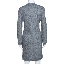 Pre Owned Kenzo Grey Melange Knit Embroidered Tiger Motif Sweater Dress L