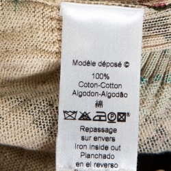 Pre Owned Kenzo Cream Floral Pointelle Knit Cotton Sequined Cropped Cardigan M