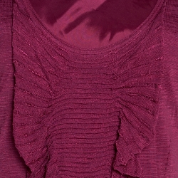 Pre Owned Kenzo Pink Knit Ruffle Detail Midi Dress L