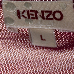 Pre Owned Kenzo Pink Knit Ruffle Detail Midi Dress L