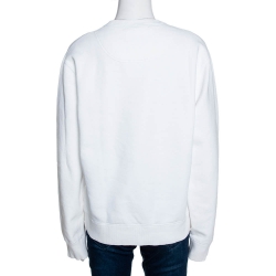 Pre Owned Kenzo White Tiger Embroidered Cotton Sweatshirt XL