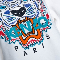 Pre Owned Kenzo White Tiger Embroidered Cotton Sweatshirt XL