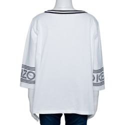 Pre Owned Kenzo White Cotton Boat Neck Three Quarter Sleeve T Shirt XL