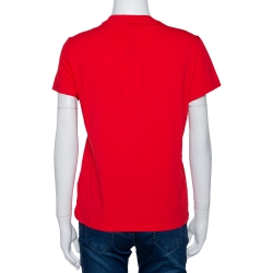 Pre Owned Kenzo Bright Red Cotton Tiger Motif Short Sleeve T Shirt M