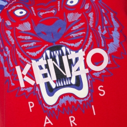 Pre Owned Kenzo Bright Red Cotton Tiger Motif Short Sleeve T Shirt M