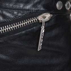 Pre Owned Kenzo Black Leather Zip Detail Mini Skirt L