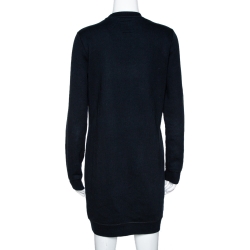 Pre Owned Kenzo Black Knit Tiger Motif Sweatshirt Dress M 