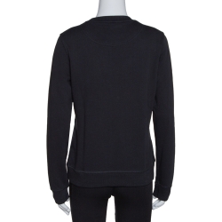 Pre Owned Kenzo Black Cotton Tiger Motif Fitted Sweatshirt M